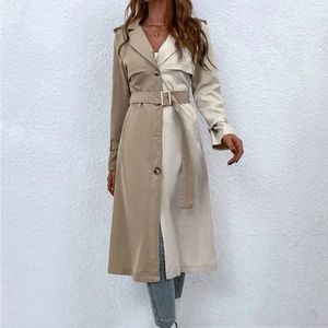 Two Tone Belted Trench Coat